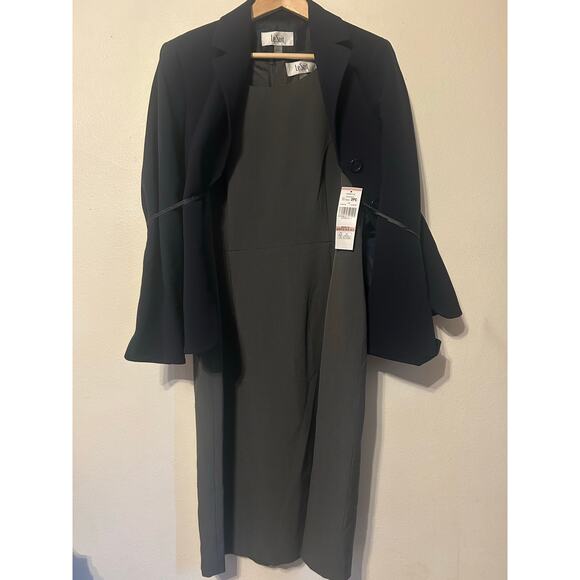 NWT 2PC Le Suit Blazer & Dress Size 12 Woman's Blue & Grey outfit - Picture 4 of 16